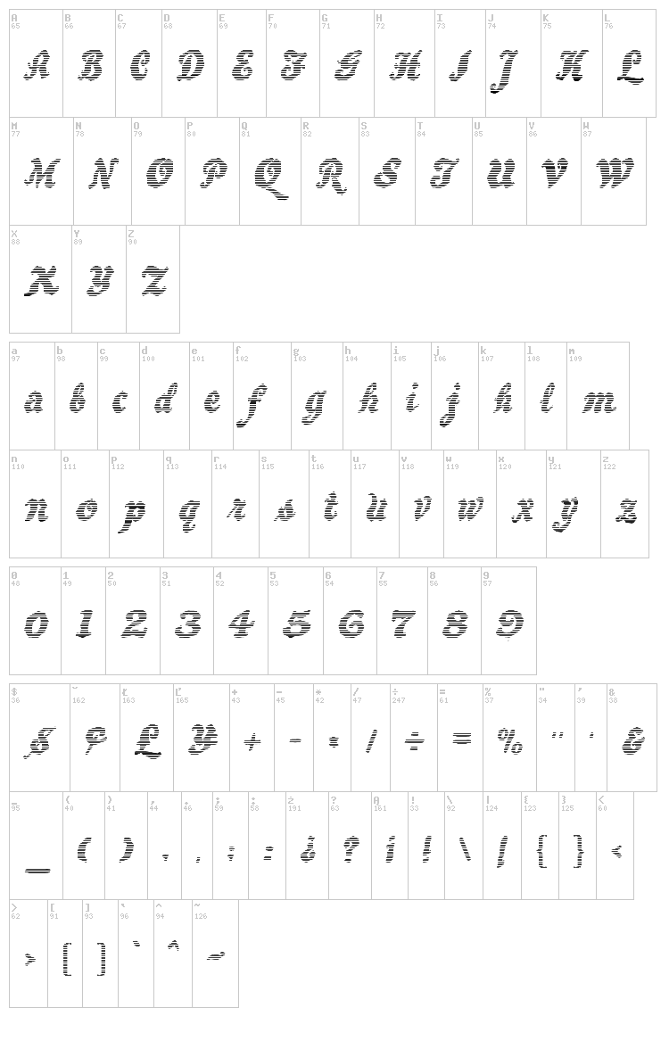 Beware The Neighboors Shadow font map